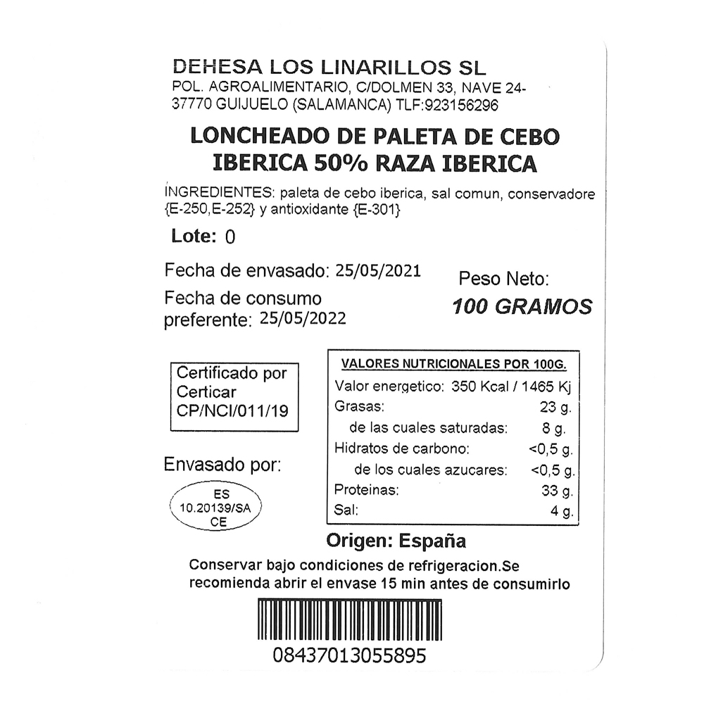 Pack loncheados de Paleta de Cebo Ibérica 50% Raza Ibérica “Sierra de Codex”